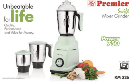 PREMIER Swift 750 Watt Mixer Grinder KM 526 (Pista) - Image 3